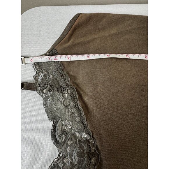 Y2K Express Lace Trim M Cami Tank Top Brown Retro 90s Vintage Vibes Grunge Layer - Picture 14 of 14